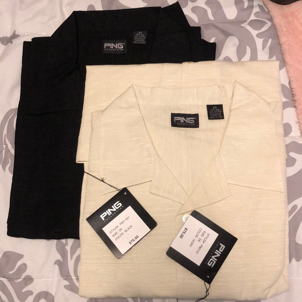 Ping casual button shirt silk & cotton blend golf